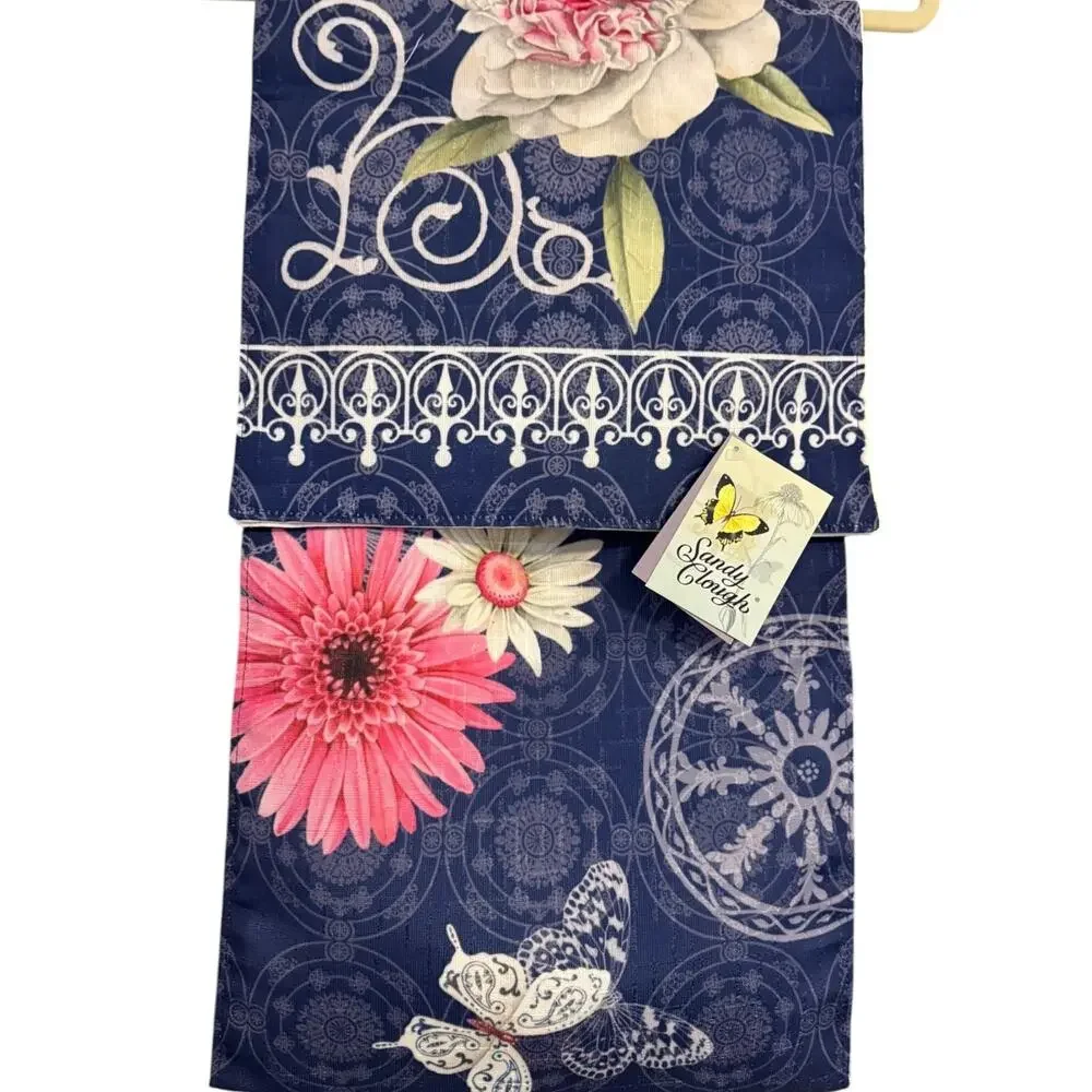 Sandy Clough Home Table Runner Lined Spring Decor Peonies Made in USA 72